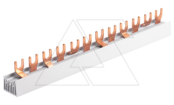 Шинка гребенчатая G-3L+N-1000/10C, тип вилка, (L1-N-L2-N-L3-N)-54Mod., 10mm², 63A, 230/415V, 1000mm