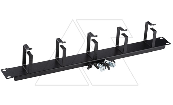 Органайзер 19" 1U, кабельный горизонтальный, 5 колец, металл, черный