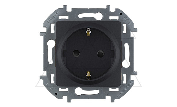 Inspiria - Розетка 2P+E нем. стд. со шторками (антрацит)