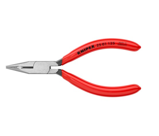 Длинногубцы с режущими кромками, полукруглые прямые губки, L-125 мм, чёрные, обливные рукоятки (KNIPEX)