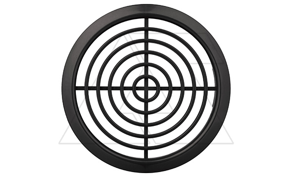 Решетка вентиляционная мебельная круглая для отверстия Ø70мм, внешний Ø81мм пластик, графит