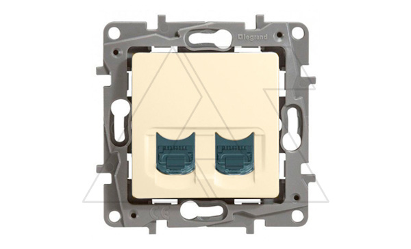 Etika - Розетка 2хRJ-45 UTP CAT5E 8конт. (сл.кость)
