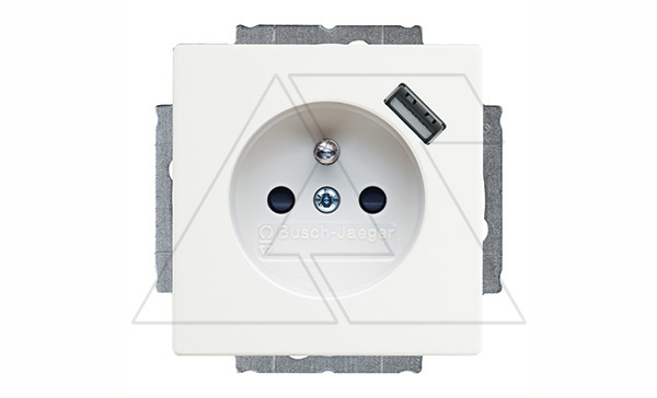 Basic 55 - Розетка 2P+E нем. стд. + USB (белый)