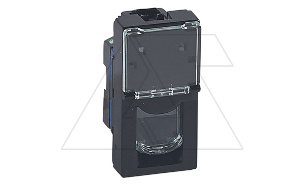 Mosaic - Розетка RJ-45 Кат. 6 FTP, 2М с окном маркировки, черная