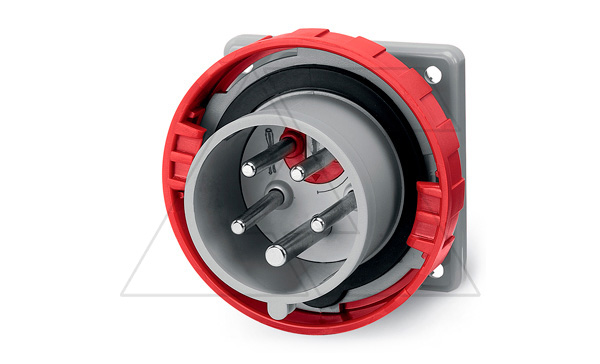 Разъем пром. силовой CEE встраиваемый, штекер, с перекл. чередования фаз 16A, 3P+N+E 6h, 346_415VAC 50/60Hz, уст. 75x75mm, IP66/IP67/IP69, серия OPTIM