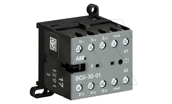 Мини-контактор BC6-30-01-01 24VDC, 3NO 9A(20A-AC1) 4kW, всп.контакт 1NC (4A-AC15)