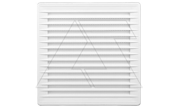 Решетка вентиляционная с сеткой квадратная 170х170мм с круглым выводом Ø100мм, пластик, белый