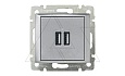 Valena - Розетка с 2-мя коннекторами USB Type A, алюминий от интернет-магазина amperkin.by
