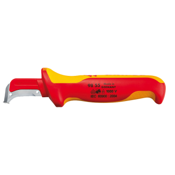 Нож для удаления изоляции VDE 1000V, с "пяткой", L-180 мм, 2-комп. рукоятка (KNIPEX)