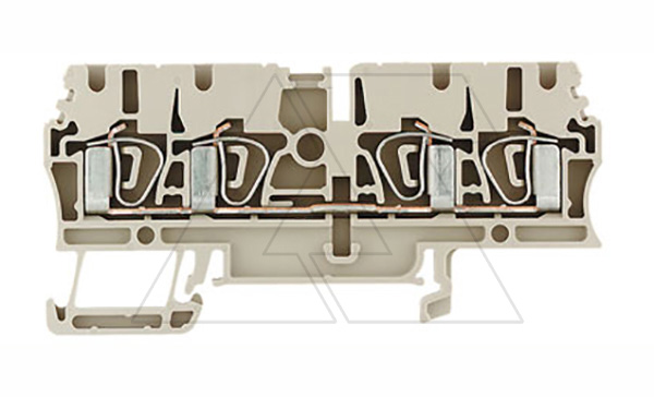 Клемма пружинная ZDU 2.5/4AN на 4 присоед., бежевая, 24А, 800В