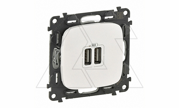 Valena Allure - Зарядное устройство с двумя USB Type A, 240V/5V, 1500мА, жемчуг (инд. упаковка)