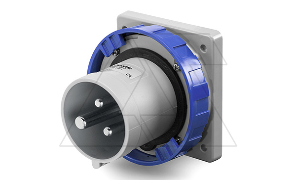 Разъем пром. силовой CEE встраиваемый, штекер, 63A, 2P+E 6h, 200_250VAC 50/60Hz, уст. 100x110mm, IP66/IP67/IP69, серия OPTIMA