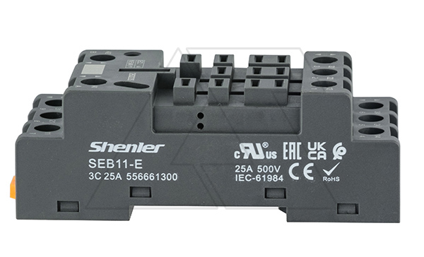 Цоколь SEB11-E, 25A(500V), винтовой зажим, черный, на рейку DIN35, для REH, RPW, RM, 62.31, 62.32, 62.33