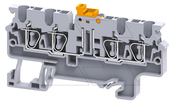 Клемма с ножевым размыкателем CXK2.5/4 /5x74,7mm, пружинная, 4 присоед., 2,5(max 4)mm2, 20A, 1000V, серая