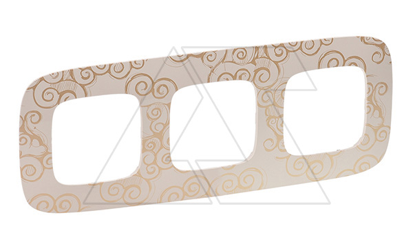 Valena Allure - Рамка 3 поста верт/гориз, нарцисс золото