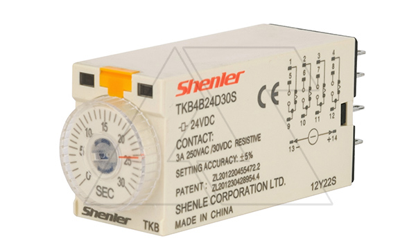 Реле времени TKB4B24D30S 4CO, 5A, 24VDC, задержка включения, LED, 1s-30s±5%, монтаж в цокль SKF14