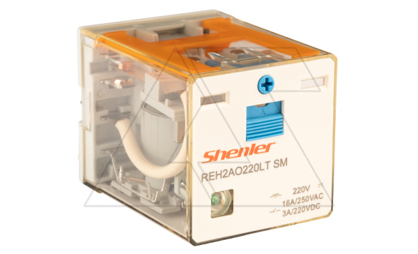 Реле REH2AO220LTSM, 2NO, 16A(400VAC)/ 10A(220VDC), 220VDC(0,65Un) RZA,  мех. инд., тест-кнопка, LED, магнит