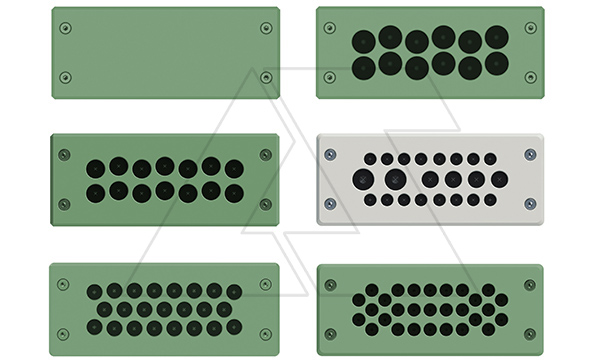 Панель кабельного ввода с фланцами для щита EC 148x60мм, кол-во вход. x диаметр в мм: 16x3,0-6,5 / 4x5,0-9,2 / 2x8,0-12,5, IP65