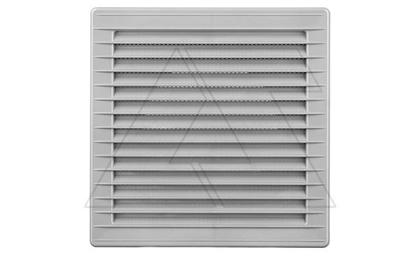 Решетка вентиляционная с сеткой квадратная 170х170мм с круглым выводом Ø125мм, пластик, серый