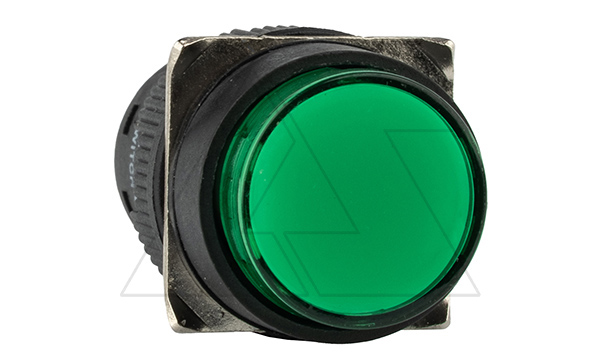 Кнопка плоская LA115-C, возврат, зеленая, круглая, без подсветки, 1CO, 16mm, IP40