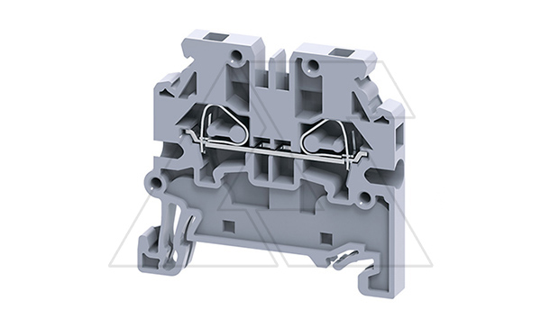 Клемма проходная CXS2.5 /5x45,9mm, пружинная, бок. ввод, 2 присоед., 2,5(max 4)mm2, 24A, 1000V, серая