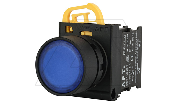 Кнопка плоская PB3E, синяя, без фиксации, с подсветкой без LED, 1NO, 6A 230VAC/24VDC, 22mm, IP65
