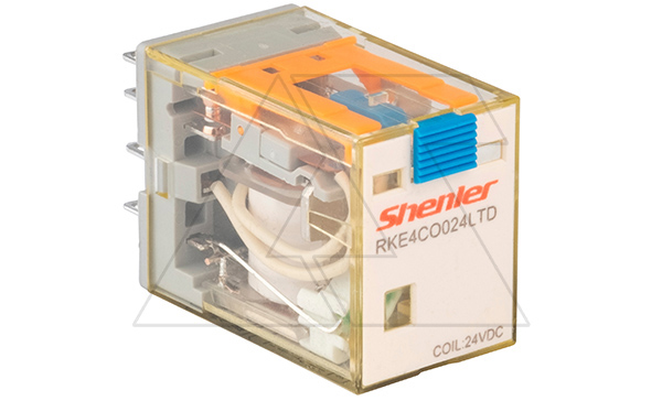 Реле RKE4CO024LTD, 4CO, 5A(250VAC/30VDC), 24VDC, мех. индикация, тест-кнопка с блокировкой, диод -A1/+A2, LED