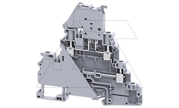 Клемма двухъярусная с держателем предохранителя CYDLF4 /6x94,5mm, винтовая, 4 присоед., 4(max 6)mm2, 10/32A, 500V, серая