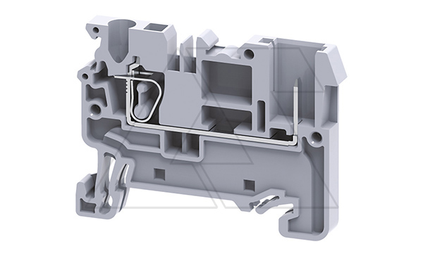 Клемма проходная CX2.5/1B /5x50mm, пружинная, штекерный отвод, 2 присоед., 2,5(max 4)mm2, 24A, 500V, серая