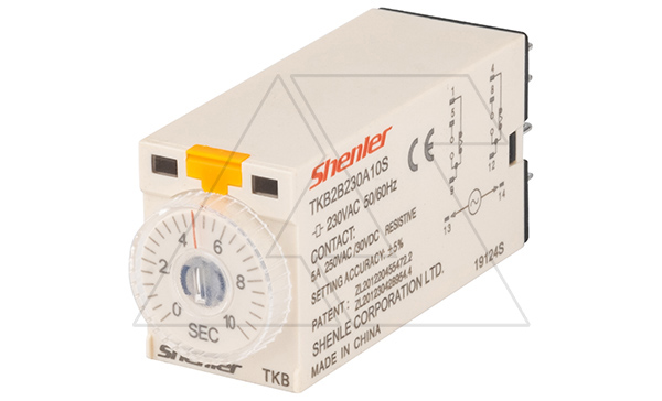 Реле времени TKB2B230A10S, 2CO, 5A, 230VAC, задержка включения, LED, 0.5s-10s±5%, монтаж в цоколь SKF14