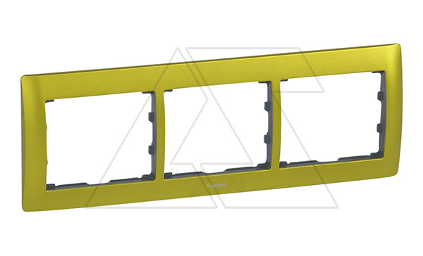 Galea Life - Рамка Metallic на 3 поста горизонтальная, Magic Green