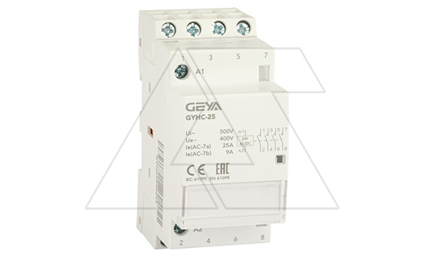Контактор модульный GYHC-4P, 25A, 4NO, 24VAC/DC, 2M