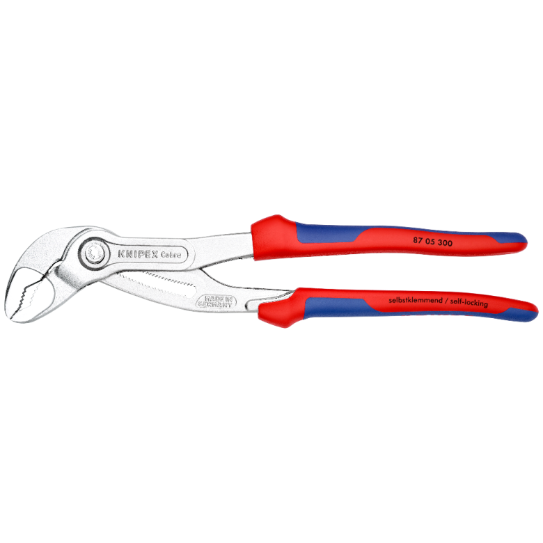Клещи переставные COBRA® с фиксатором, 70 мм (2 3/4"), под ключ 60 мм, L-300 мм, Cr-V, хром., 2-комп. рукоятки (KNIPEX)