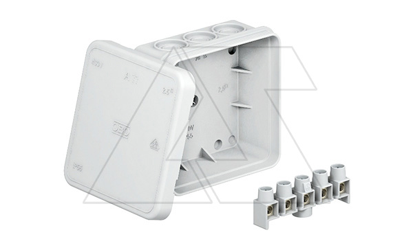 Коробка распред. A11 без клемм, IP55, 85х85х40мм, 12 вводов 5...14мм, серый, полиэтилен