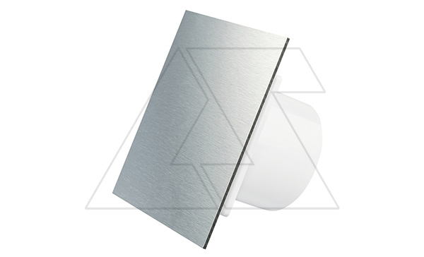 Вентилятор с декор. панелью dRim RMS, Ø100мм, датчик движения, таймер откл., вал на подш., ~230В, 8Вт, 93м³/ч, пластик, матовый алюминиевый