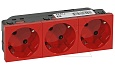 Mosaic - Розетка тройная, 3х2P+E, 6M, защ. шторки, пруж. зажимы,  со смещением контактов 45°, красный от интернет-магазина amperkin.by