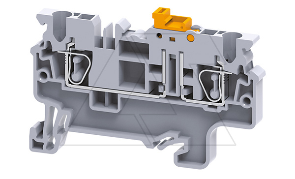 Клемма с ножевым размыкателем CXK2.5 /5x62,2mm, пружинная, 2 присоед., 2,5(max 4)mm2, 20A, 1000V, серая