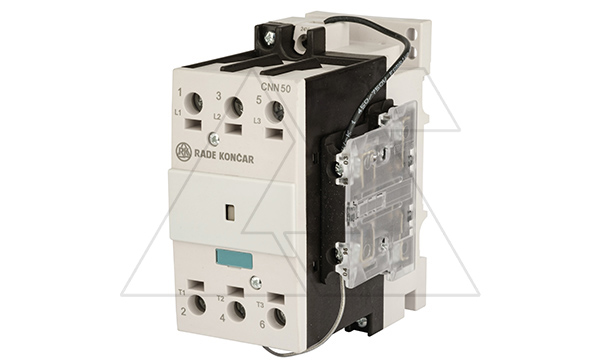 Контактор CNN 50 10, 24VDC, 3P, 50A/(85A по AC-1), 22kW(400VAC), 1NO, Uk=24VDC, Iвтяг=3,8А, Iуд=0,15А