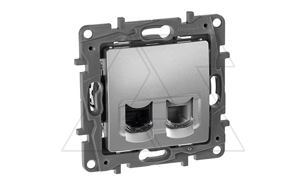 Etika - Розетка RJ11+RJ45 5E UTP (алюминий)