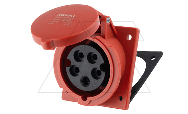 Разъем пром. силовой CEE встраиваемый наклонный, гнездо, 16A, 3P+N+E 6h, 346_415VAC 50/60Hz, уст. 76x81mm, IP44, серия Hexie