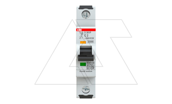 Авт. выключатель S301P-C2, 1P C 2A Icu=100kA 1M