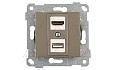 Rita - Розетка HDMI + USB Type A, для передачи данных, антрацит от интернет-магазина amperkin.by