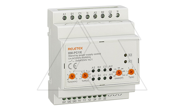 Реле автоматического переключения фаз RM-PC1K, 2x 3P+N, 2NO, 8A(250VAC), L-N 230VAC, Umin+Umax, Ton/off 5_600s/0.3_15s, 3M