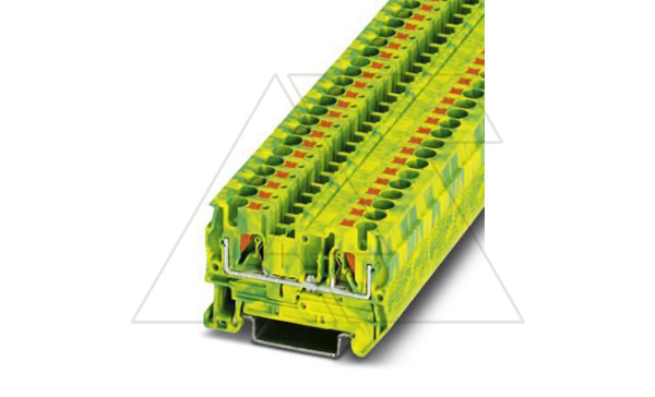 Клемма защитного проводника PT 4-PE /6,2mm, push-in, 2 присоед., 4(max 6)mm2, желто-зеленая