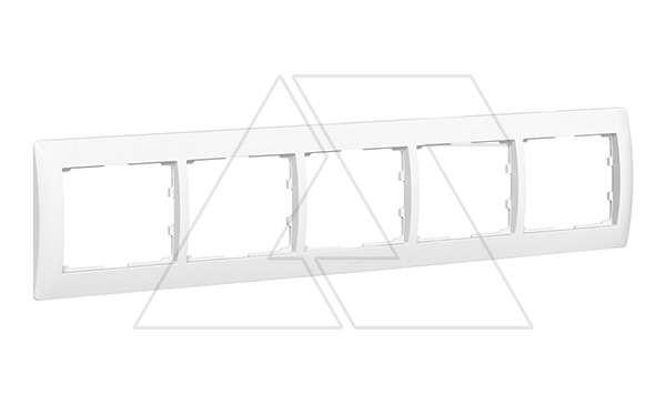 Galea Life - Рамка на 5 постов горизонтальная, White