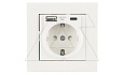 Rita - Розетка 2P+E, USB Type A, USB Type С, 2,4A (однопостовой монтаж в комплекте с рамкой), белый от интернет-магазина amperkin.by