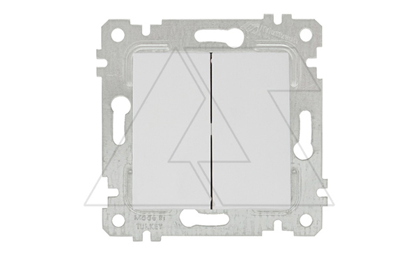 Rita - Выключатель двухклавишный, пруж. зажимы, белый