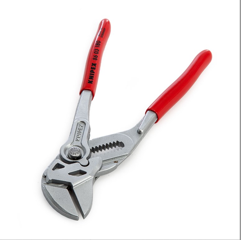 Клещи переставные - гаечный ключ, 40 мм (1 1/2"), L-180 мм, Cr-V, серые, обливные рукоятки, SB (KNIP