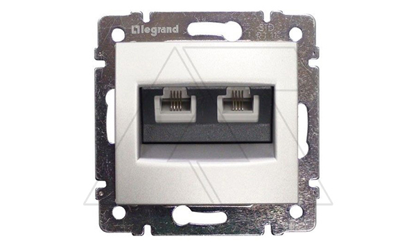 Valena - Розетка телеф. 2хRJ-11 4 конт., алюминий