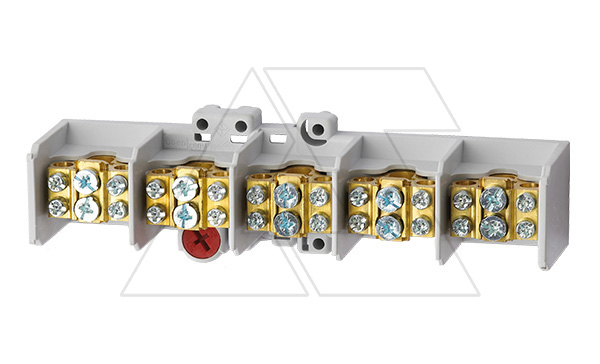 Блок клемм разветвительных Morek MAF35 5P вх. 1x16_35mm², вых. 2x10_25mm², 100A, 400V